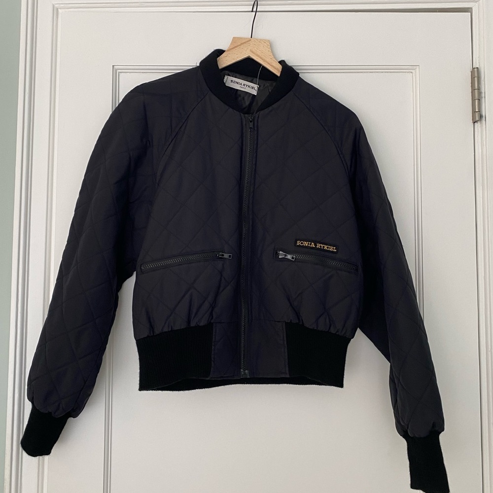 Sonia Rykiel vintage quilted navy bomber jacket XS/S